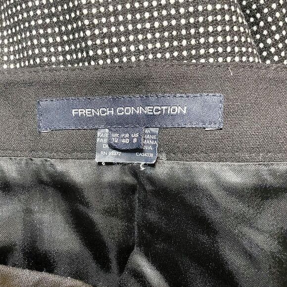 French Connection Mini Skirt Black White Knit Size 8 Wool Blend - Picture 4 of 4